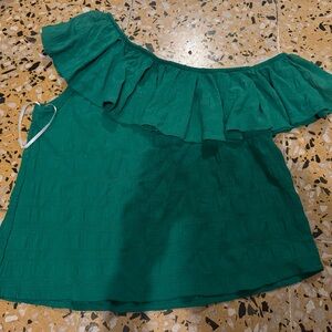 SHEIN Green Off-Shoulder Ruffle Camisole